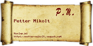 Petter Mikolt névjegykártya
